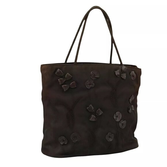 PRADA Hand Bag Nylon Brown Silver Auth - Picture 1 of 16